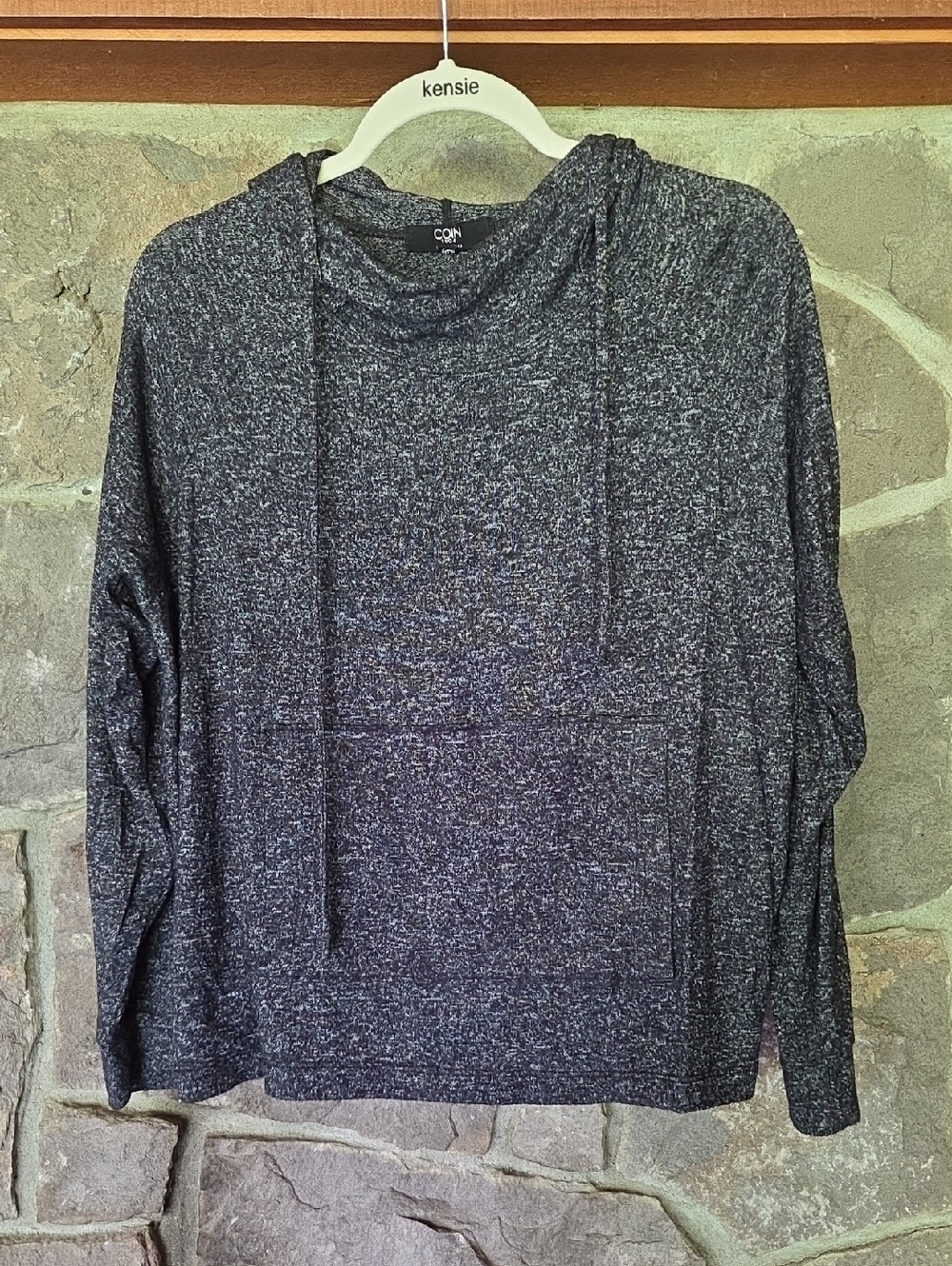 Coin 1804 Charcoal Knit Hoodie Sweatshirt - Women